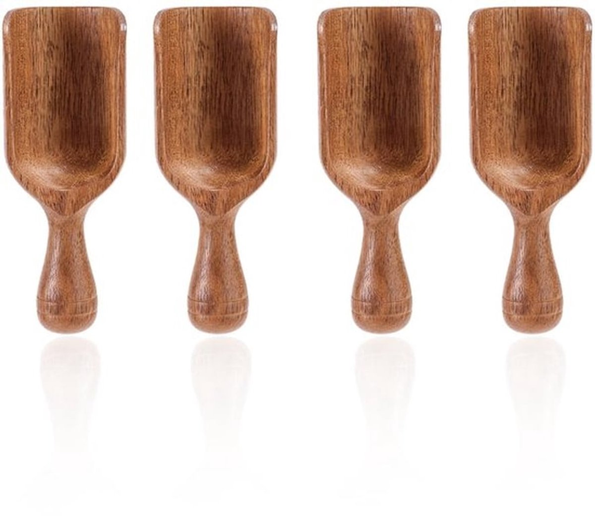 4 Stuks Mini Houten Koffielepels - Multifunctionele Maatlepels van Acaciahout