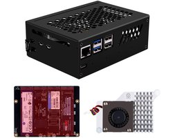 Vlemico - GeeekPi N16 Quad M.2 NVMe SSD - Raspberry Pi 5 Accessoire - Actieve Koeler - Metalen Behuizing - Snelle Opslaguitbreiding - Ondersteu...