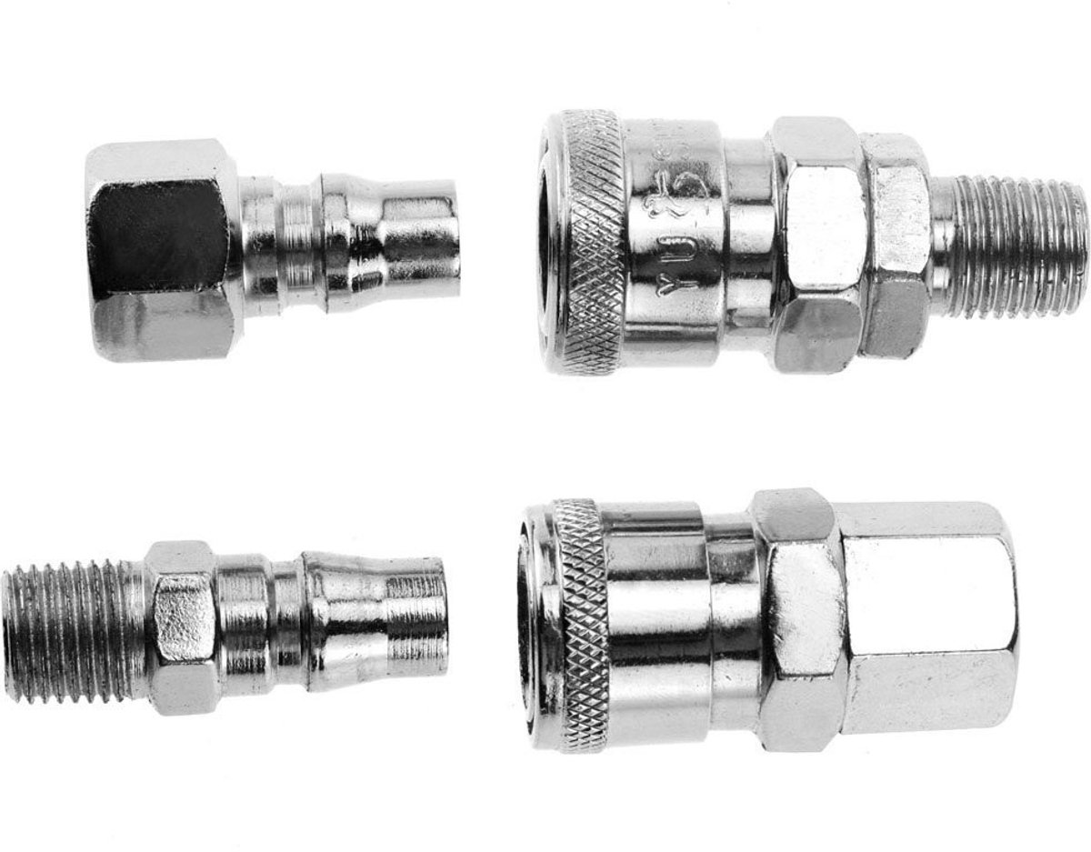 Vlemico - 1/4 inch - Quick Release - 4-delige set - Connectoren - Male Female - Perfect voor luchtleidingen - Hoogwaardige fittings