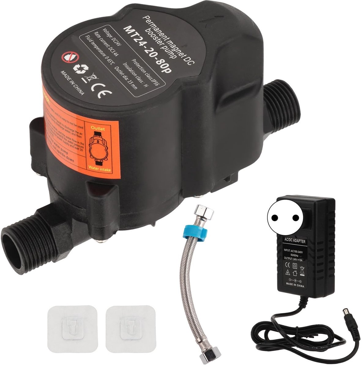 Elzusha - Waterdrukverhogingspomp - Stil en Efficiënt - Geschikt voor Douche en Boiler - 24V DC - Hoge druk en Energiezuinig - Automatisch - Compac...