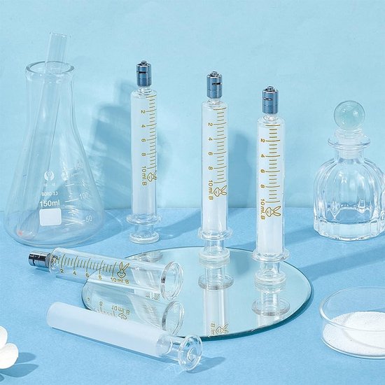 Zeynomax - Herbruikbare Glazen Spuit - Doseerspuiten 10ml - Metalen Luer Lock - Perfect voor Laboratorium - Vloeistof Toepassing - Set van 4 Stuks van Zeynomax — afbeelding 5