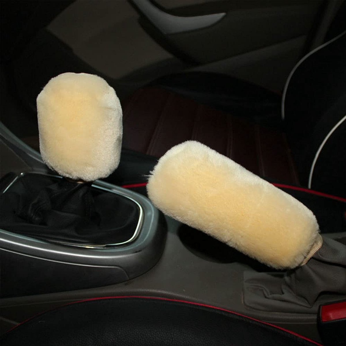 Livia home - 2-delige set pluche schakelpook - Zacht en comfortabel - Modieuze auto-accessoires - Verkrijgbaar in zwart, beige, grijs en paars - Perfe
