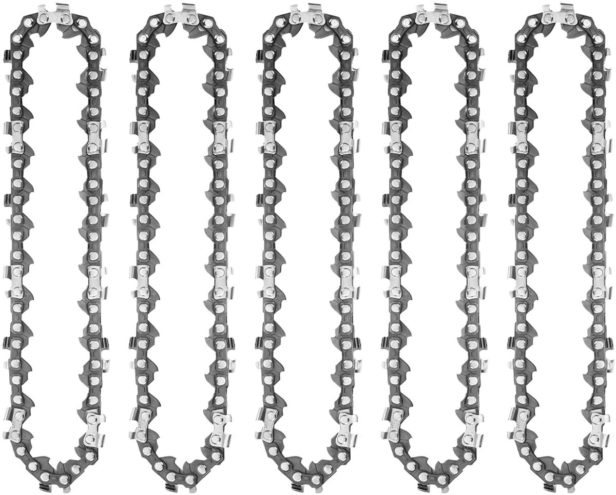 Livia home - Zaagkettingen 4 inch - Kettingzaag Accessoires - 5 Stuks - Mini Kettingzaag - Semi-Beitel Ketting - Voor Elektrische Kettingzagen