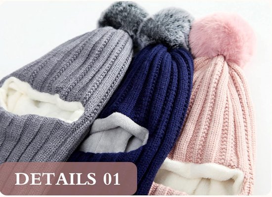 Baby winterset - Muts en sjaal - Warm blijven buiten - Met nekwarmer - One size - Grijs — afbeelding 4