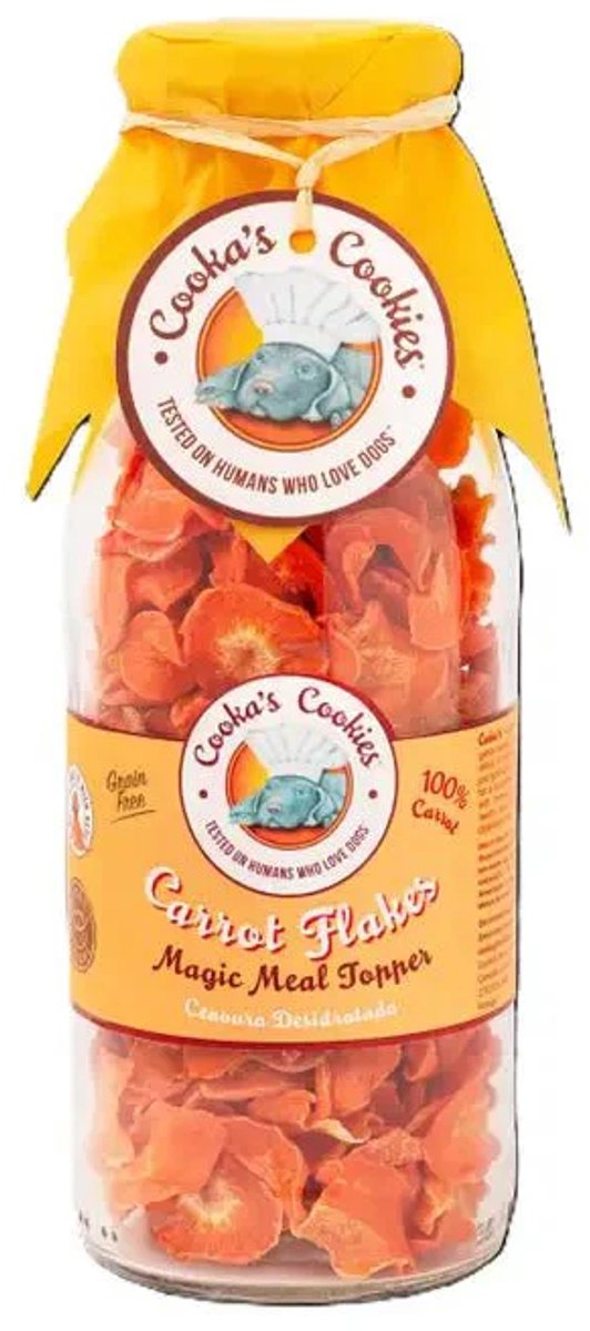 Cooka's Cookies Carrot Flakes (140gr) - topper van wortel vlokken - gezonde gedroogde groenten voor honden
