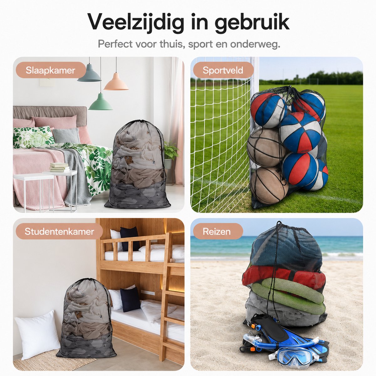 BOTC Waszakken - 60*90cm Waszak Groot - Set van 2 - Waszak Wasmachine - Laundry bag - Waszakken - Zwart — afbeelding 6