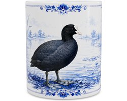 Mok - Meerkoet (Fulica atra) - Delfts blauw - Aquarel Illustratie