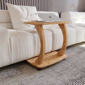 Sugodesign Arasta Bijzettafel met Wielen – Laptoptafel voor Bank – Kleine Woonkamertafel – Salontafel in Stijlvolle NotenhoutLook