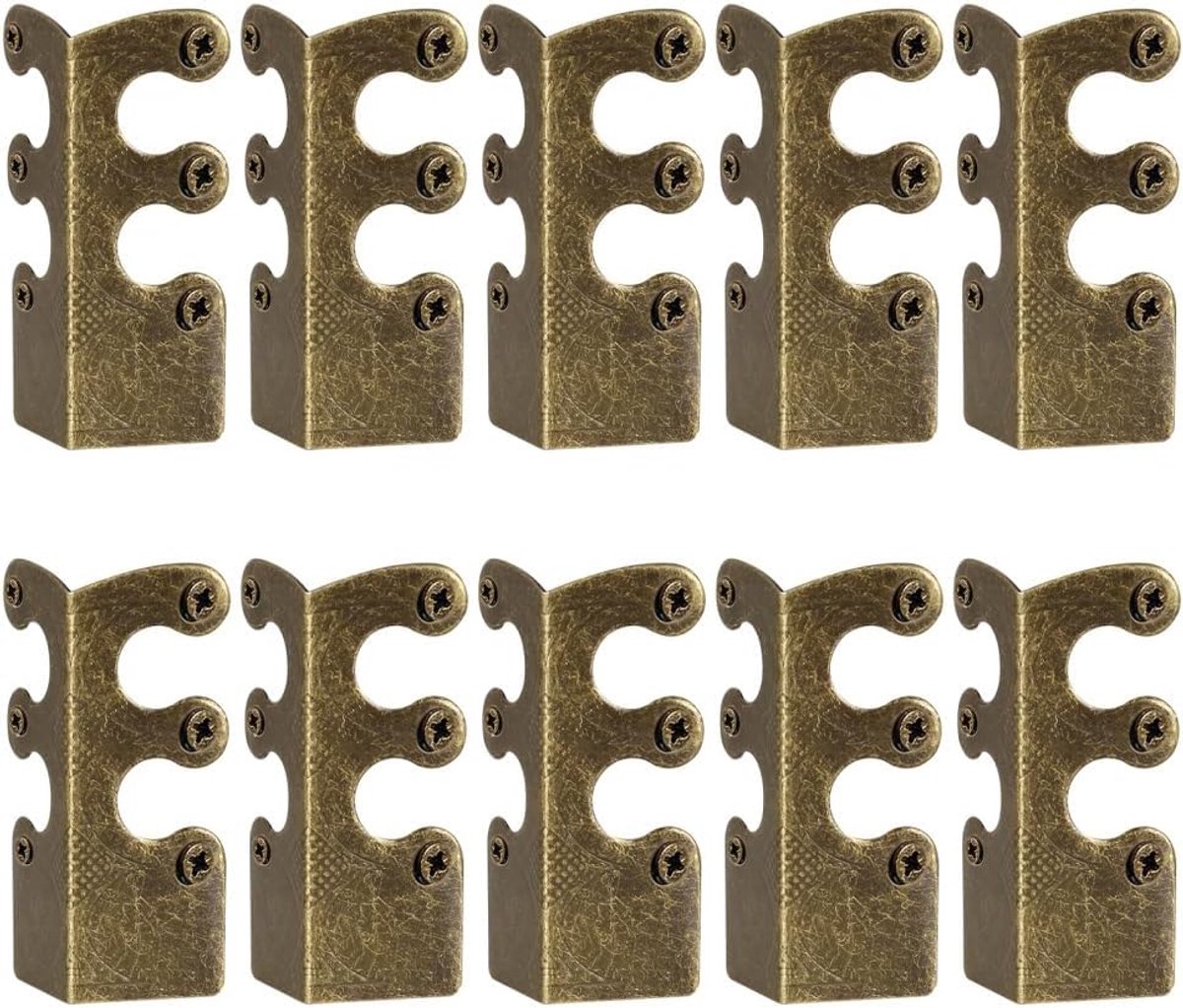 VHV - Hoekbeschermer - Plint hoekbeschermer - Hoekbescherming meubels - Metalen hoekbeschermer - Set van 10 - Vintage - Inclusief schroeven - Voor muren, plinten en bureau - Brons