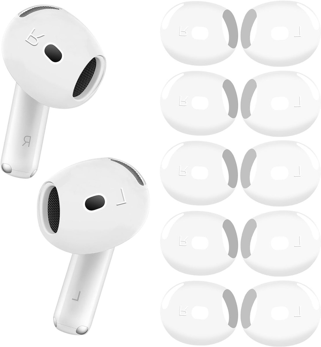 Ultra Dunne Siliconen Oordopjes voor AirPods 4 - 5 Paar Vervangende Oorkussens, Comfortabel en Lichtgewicht