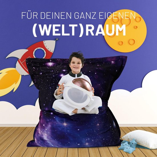 Lumaland - Grote luxe XXL zitzak - 380 liter vulling - 140 x 180 cm - geschikt voor Indoor - Galaxy