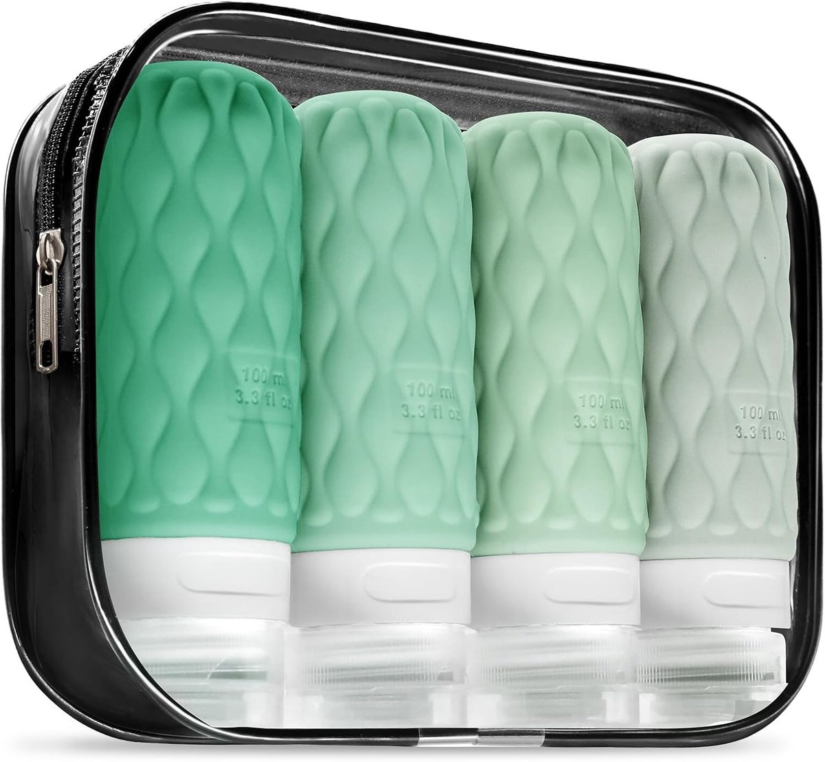 Reisflesjes Set - Navulbare Flesjes - Voor Shampoo en Lotion - Siliconen - Set van 4 - 100ml - Greon - van Imperatoris