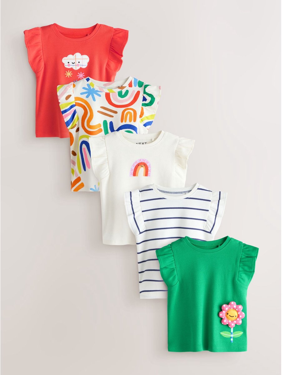 Next - Meisjes - Set van 5 hemdjes - Rood