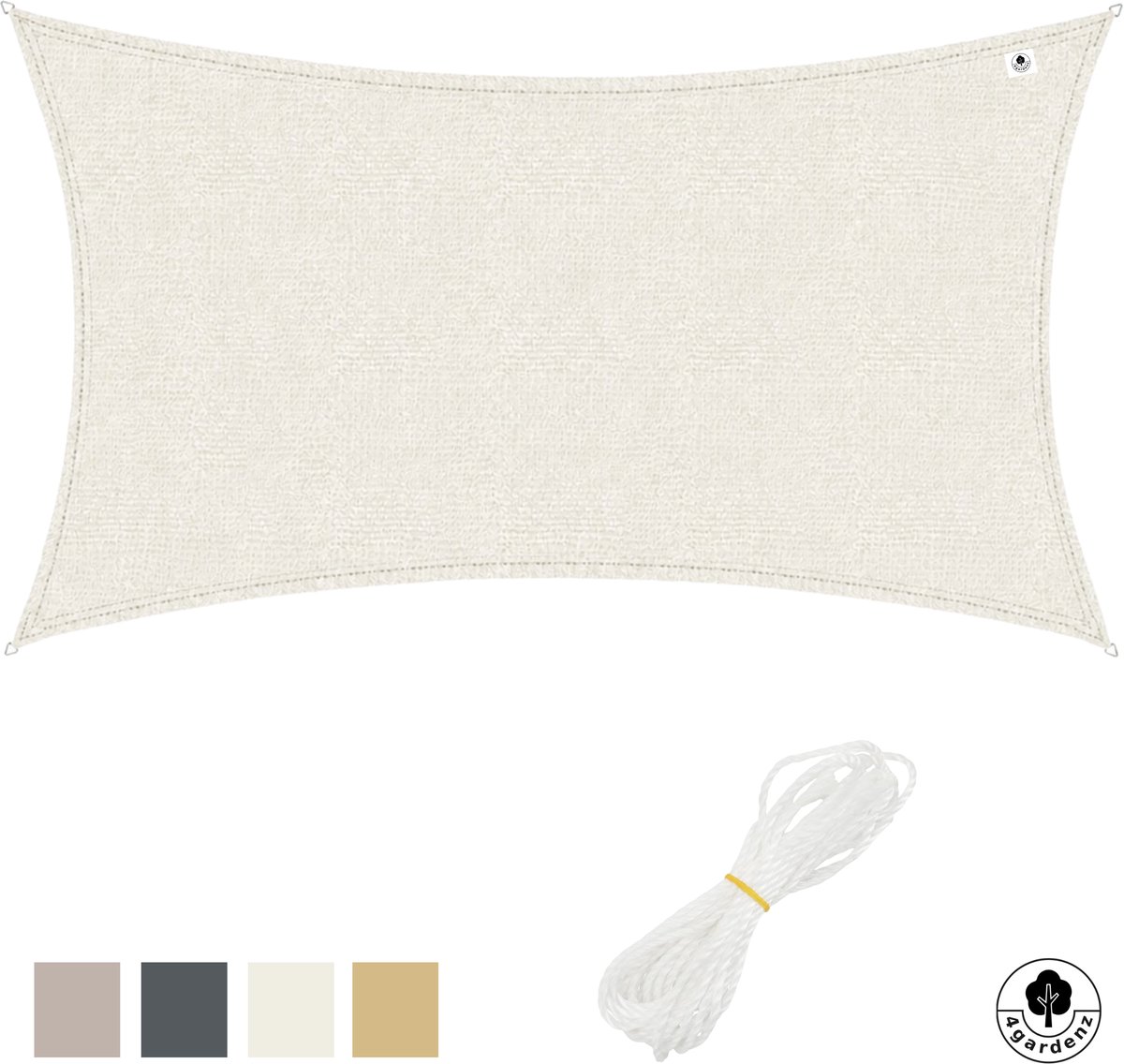 4gardenz Schaduwdoek Waterdoorlatend Rechthoek 3x4 mtr - Crème