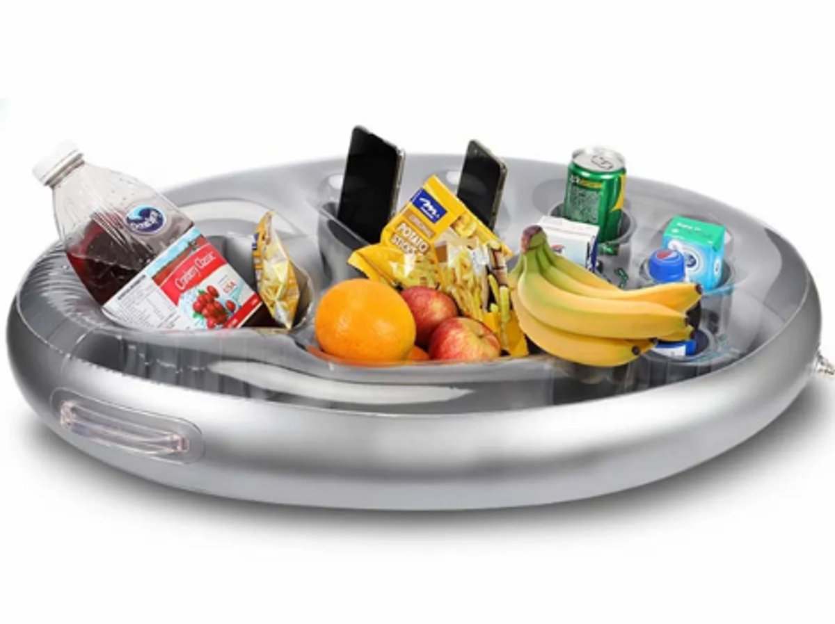 W’eau Opblaasbare Spa Bar & Snackhouder - Drijvend & Aan de Rand te Bevestigen - Voor Drinken en Hapjes - Luxe Jacuzzi Accessoire - Universeel - Grijs