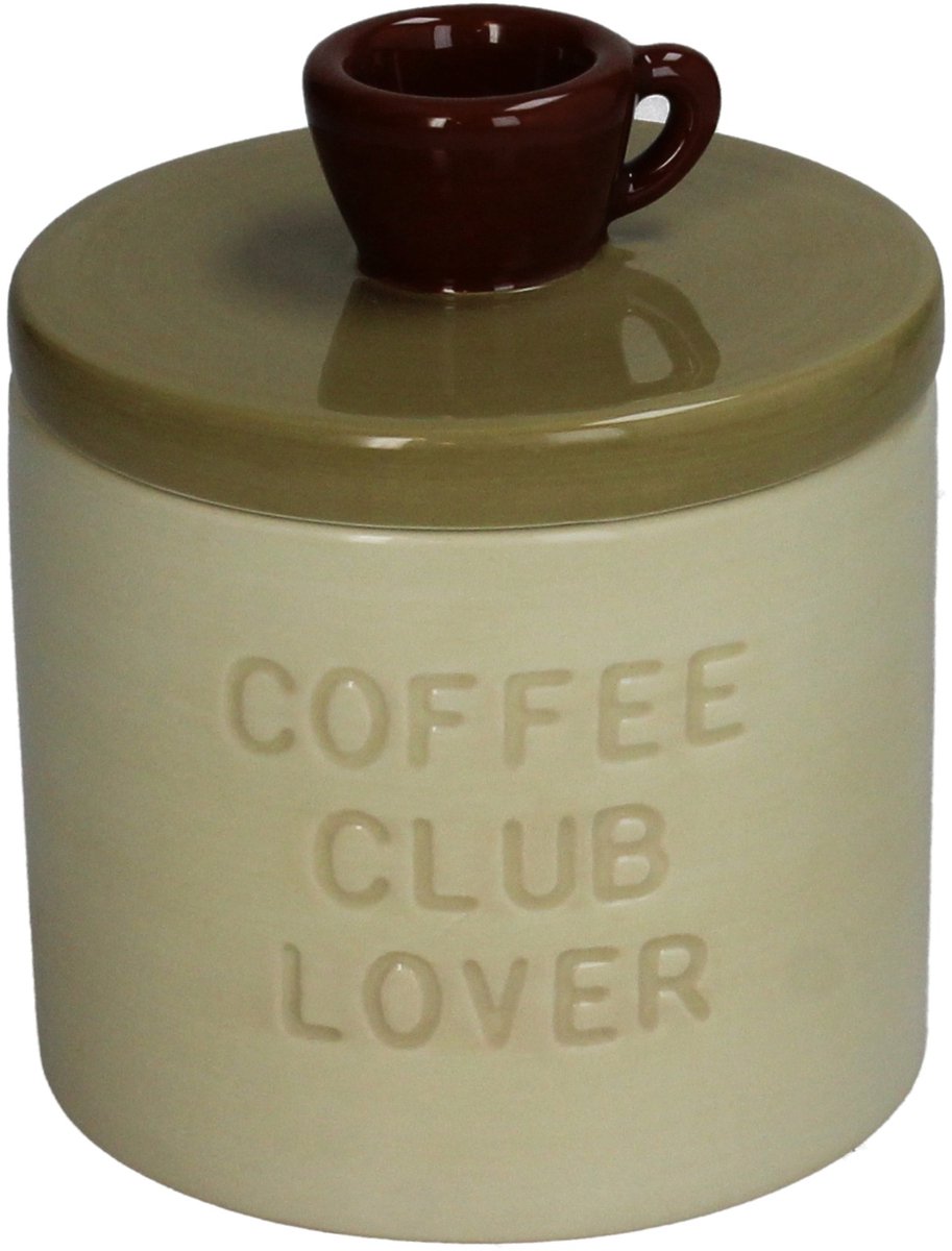 Kersten - bewaarpot Coffee Club - dolomiet - ivoorkleurig - 11x11x13cm