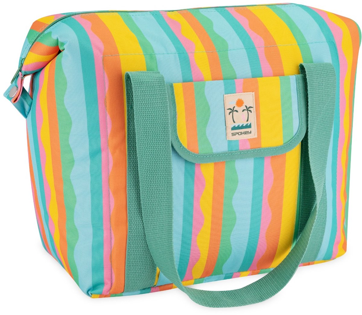 Spokey SAN REMO - Koeltas 28L – Isolatietas – Strandtas – Streepmotief – Rits – Pocket met klittenbandsluiting – Aluminium voering – 52x20x40 cm