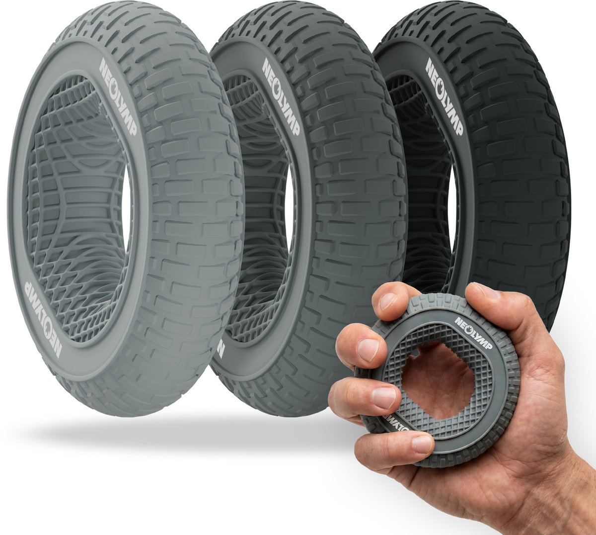 NEOLYMP Siliconen handtrainer set, 3 weerstandsniveaus voor grip en vingers