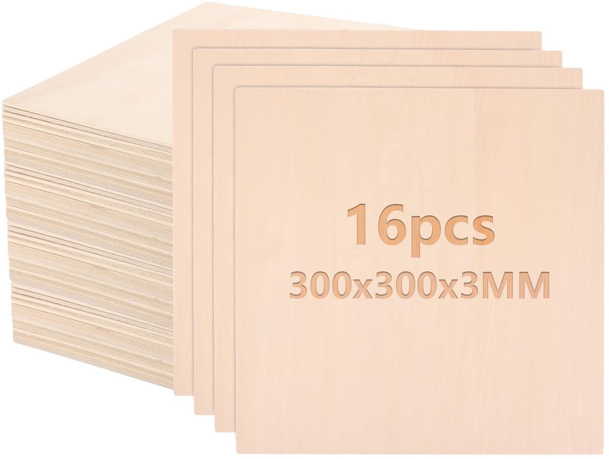Dailygoods - Multiplexplaten - Knutselhout - Premium kwaliteit - 300 x 300 mm - Ideaal voor modelbouw - 16 stuks