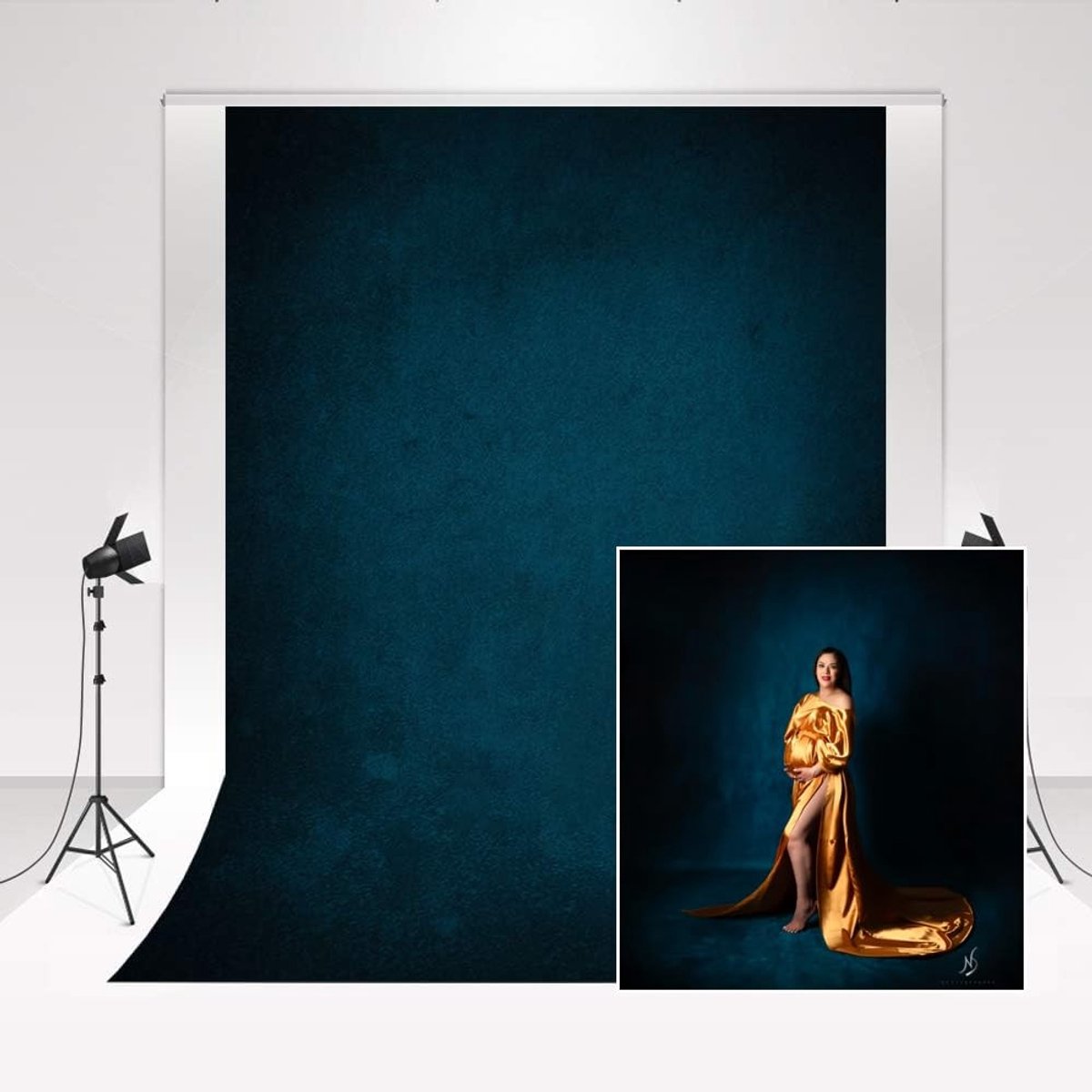 Dailygoods - Fotografie Achtergrond - Fluwelen Stof - Marineblauw - Professioneel voor Portretfoto's - Geschikt voor Fotoshoot - 2 x 3 m
