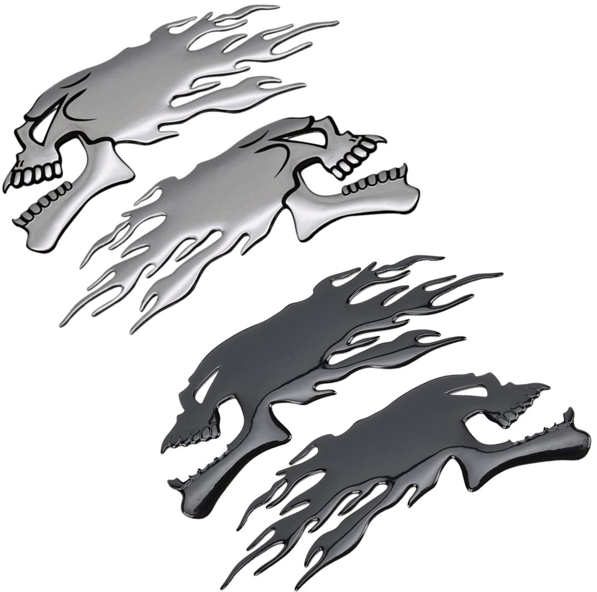 Dailygoods - 3D Sticker Vlam Brandstoftank - Motorfiets Tankpad Decoratie - Waterdicht - Krasbescherming - Demon Schedel - Universele Tanksticker - Ge