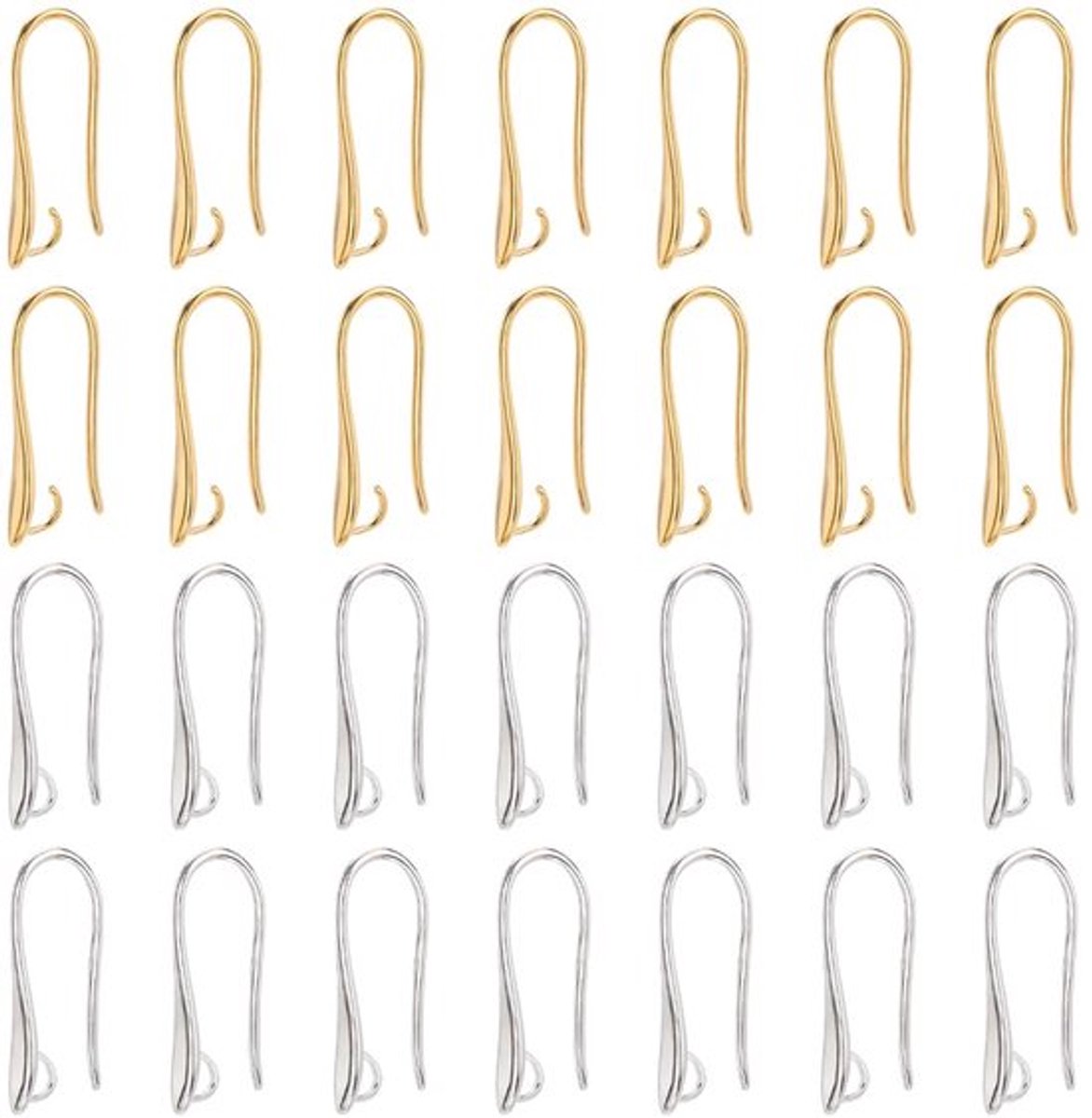 1 Doos van 60 Franse Oorhaken - 30 Goud en 30 Zilver - 2 mm Gat voor Hanger