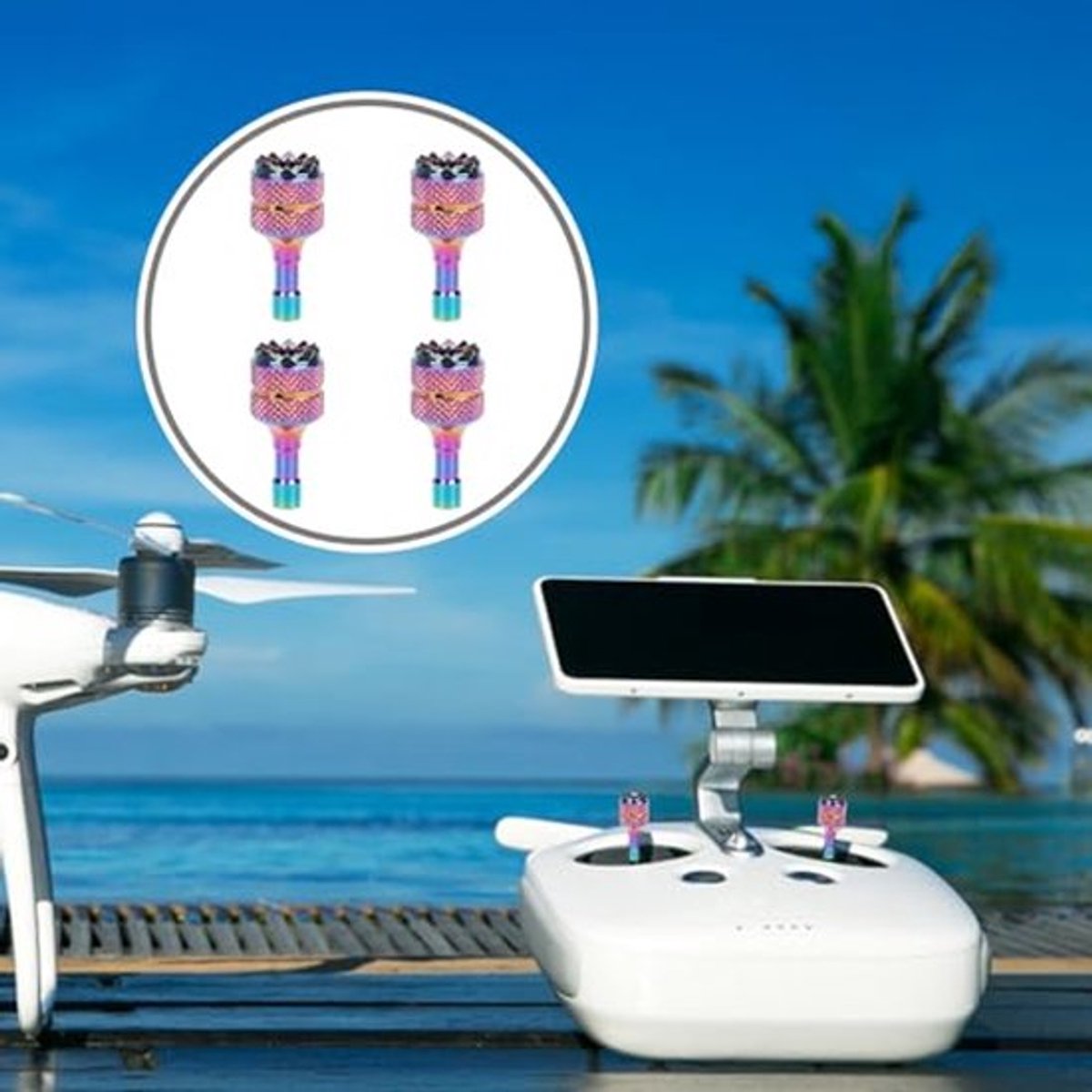 3 Pro/4 Pro-bedieningssticks, 4 afneembare drone-joysticks voor DJI Mini 3/Mini 3 Pro/Mini 4 Pro/Air 3/Mavic 3 Pro RC & RC 2 Vervangende accessoires voor afstandsbediening (kleurrijk) thumbnail 6
