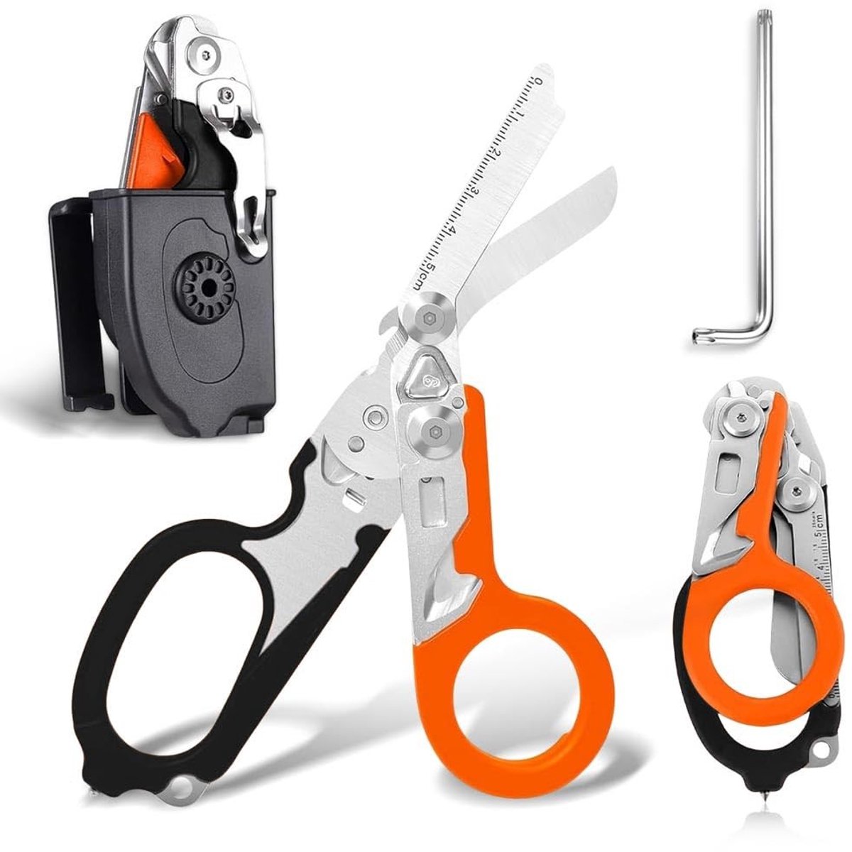 Dailygoods - Rescue Scissors - Multifunctionele Schaar - Compact en Duurzaam - Oranje - Trauma Schaar - Geschikt voor Hulpdiensten - 6 in 1 Tool