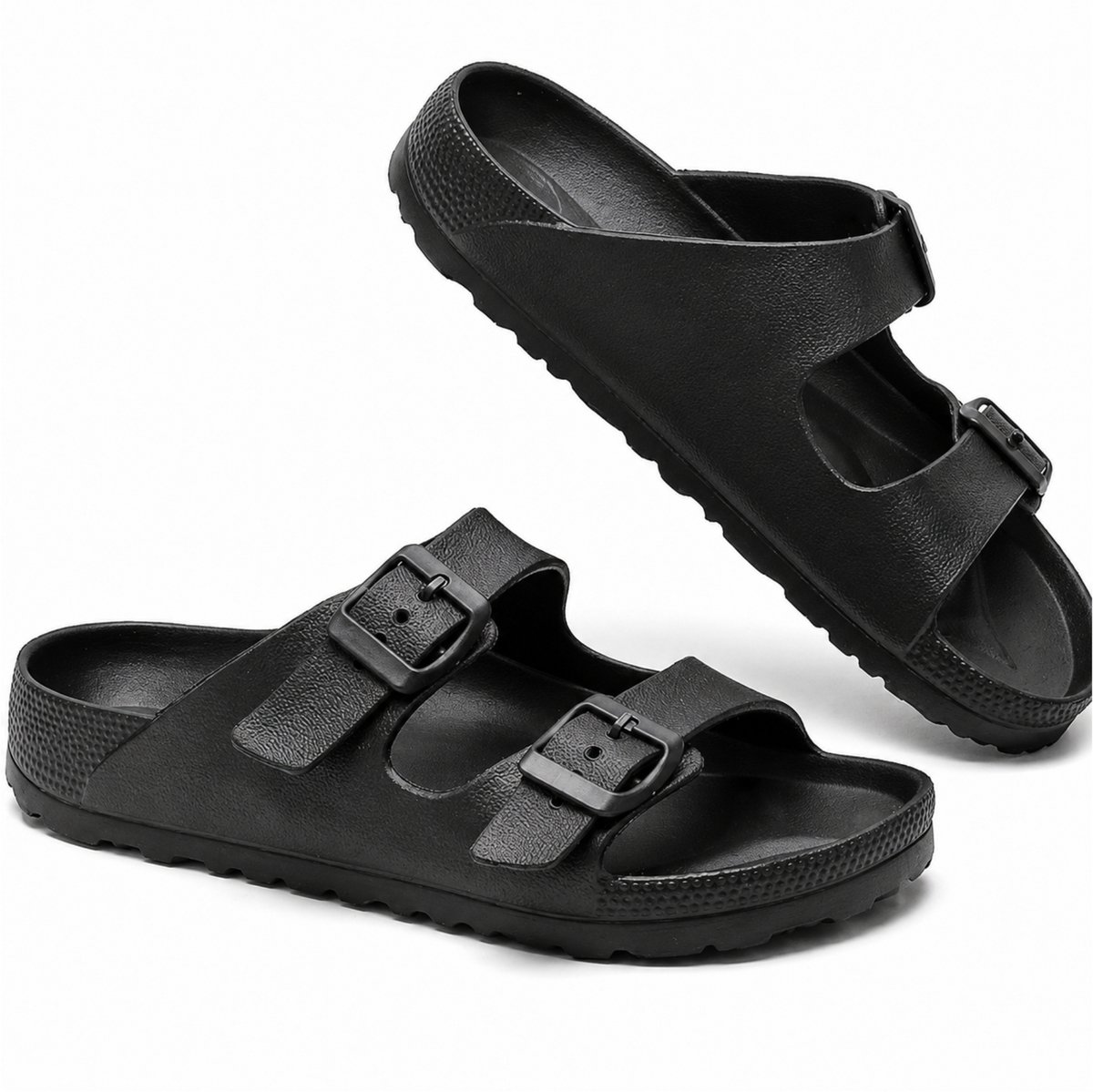 Somstyle Slippers - Maat 37/38 - Sandalen Dames & Heren - Badslippers met Gesp - Zwart