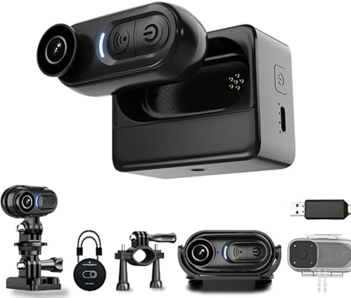 Mini Action Cam 4K, 125° Groothoek Actiecamera, Waterdicht 30M, Bodycam met Magneet & Fiets/Heldhouder, Incl. 32 GB TF-kaart voor Motorfiets, Outdoor, Vlogging en POV-opnames