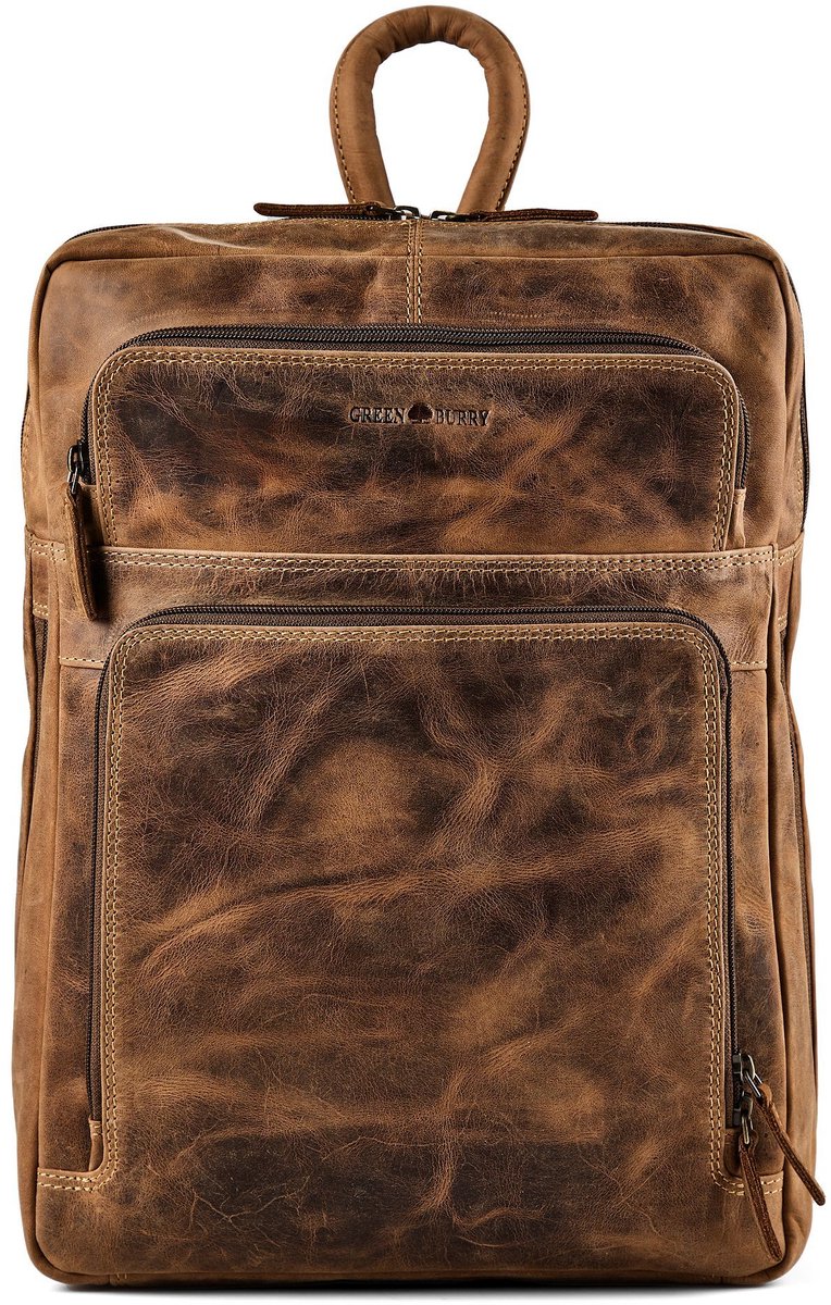 GREENBURRY vrijetijdsrugzak rugzak met laptopvak Vintage Business Backpack Project 1 Brown bruine
