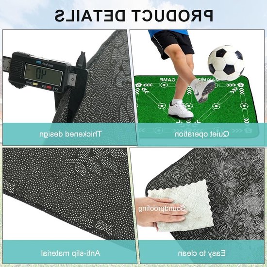 Voetbal Trainingsmat - Voetbal Oefenmat - Balcontrole Verbeteren - Compleet Trainingspakket - 90 x 60 cm - Groen — afbeelding 4