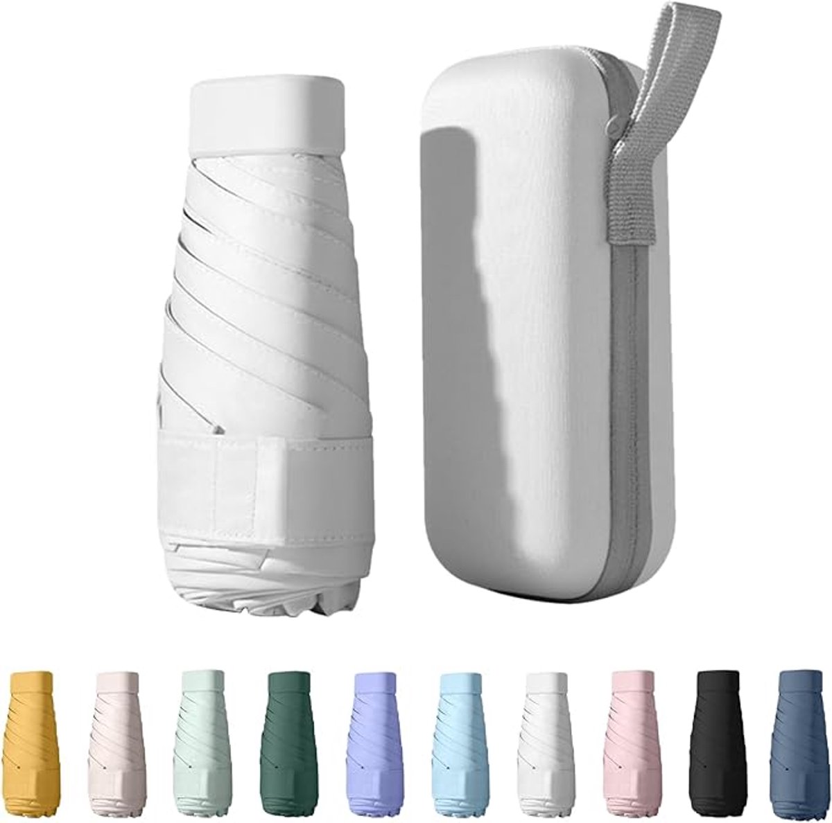 Zakparaplu - 6 Ribs - Mini Paraplu - Reisparaplu Klein - Compacte Paraplu - Opvouwbaar - Windbestendig - Lichtgewicht - UV-Bescherming - Blanco - van Imperatoris