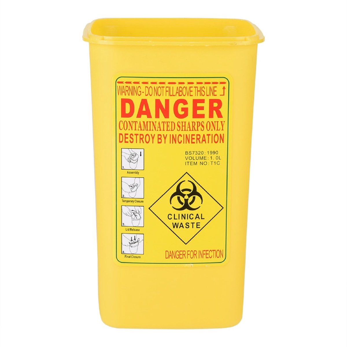 Dailygoods - Naaldencontainer - Medische Afvalcontainer - Geel - 1 Liter - Voor Tattoo en Medisch Gebruik - Veiligheid - Professioneel gebruik - Medis
