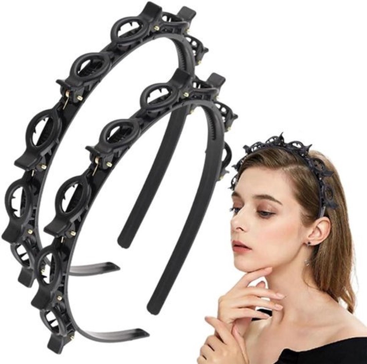 Dubbele Fringe Haarclip Vlecht Haarbanden Clips Unisex Haarband