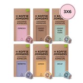 De Koffiejongens - geschikt voor Nespresso - Proefpakket - 100% biologisch afbreekbaar - 180 koffiecups