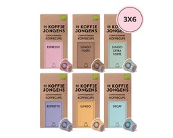 De Koffiejongens - geschikt voor Nespresso - Proefpakket - 100% biologisch afbreekbaar - 180 koffiecups