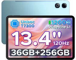 DOOGEE U13 Pro - Tablet - 36GB RAM (6+30GB) + 256GB ROM (2TB/TF) - 11000mAh/18W - 13,4 Inch FHD+ 120Hz IPS - Android 16 - T7300 - Dubbele luidsprekers - Wi-Fi 5 - Face ID - Bluetooth 5.4