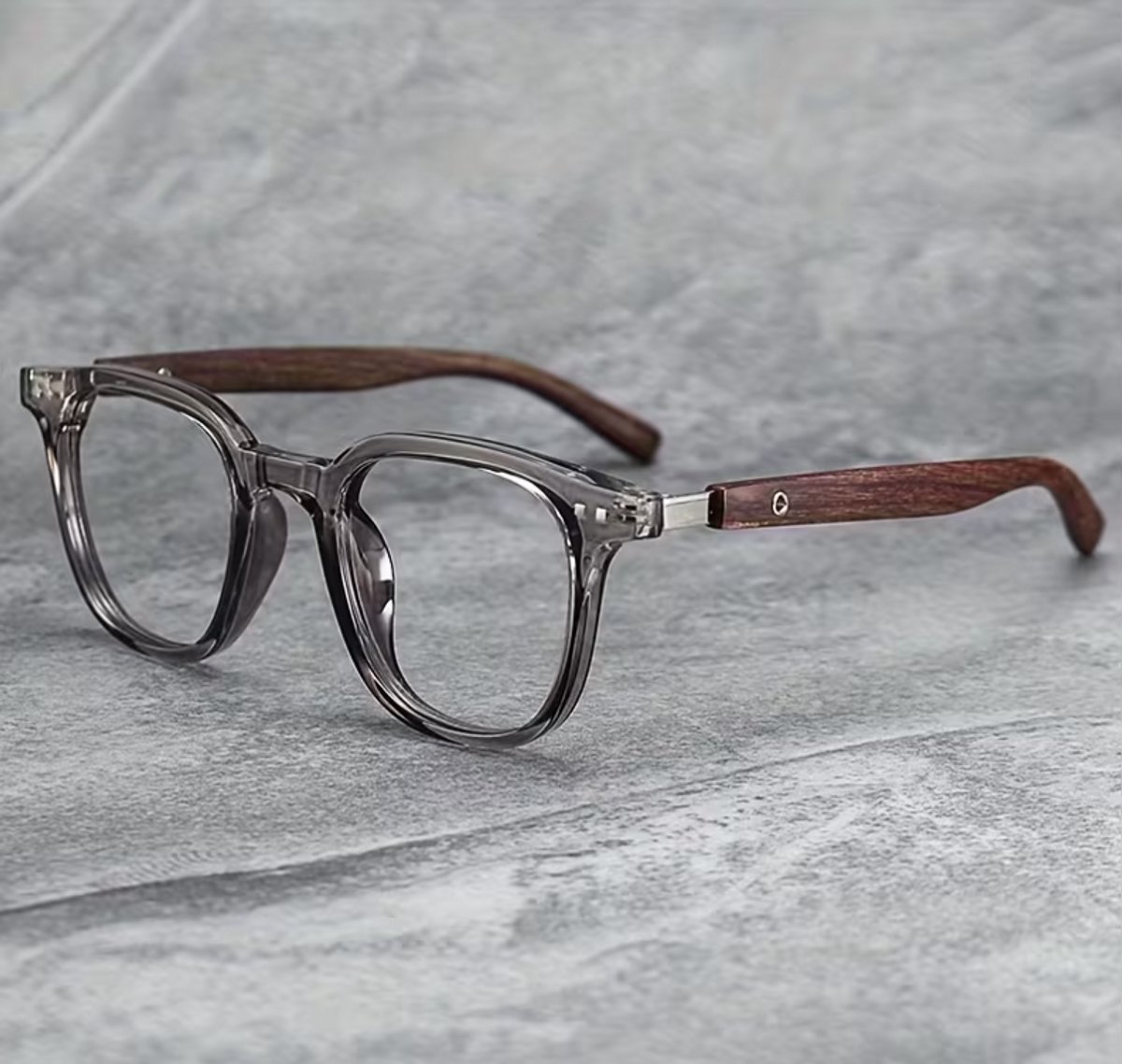 Fardmell Blauw Licht Bril Heren & Dames – Computerbril / Beeldschermbril Zonder Sterkte – Blue Light Glasses voor Laptop, Gaming, Werk & Telefoon – Transparant Grijs met Houtlook