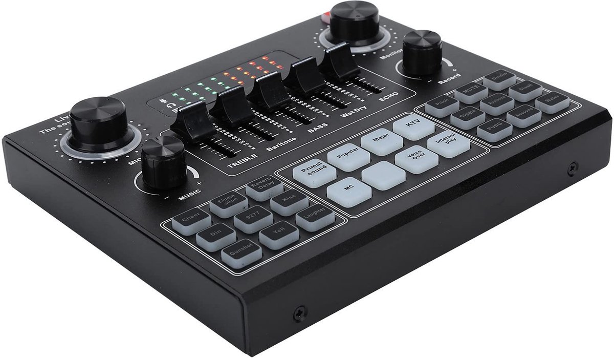 OmGoods - Dailygoody - Professionele Geluidskaart - Geluidsmixers voor Live-uitzendingen - Gebruiksvriendelijk Design - Bluetooth-geluidskaart - 16 Geluidseffec