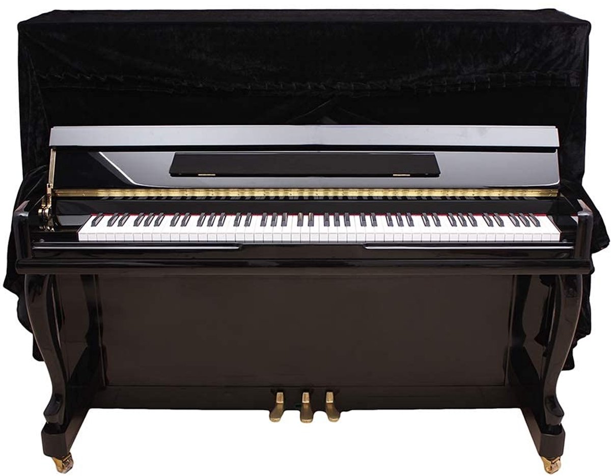Zeynomax - Verticale Piano Afdekking - Modieuze Pluche Hoes - Zwart - Kleurecht en Duurzaam - Bescherming voor Piano's - Geschikt voor Verticale Pia..