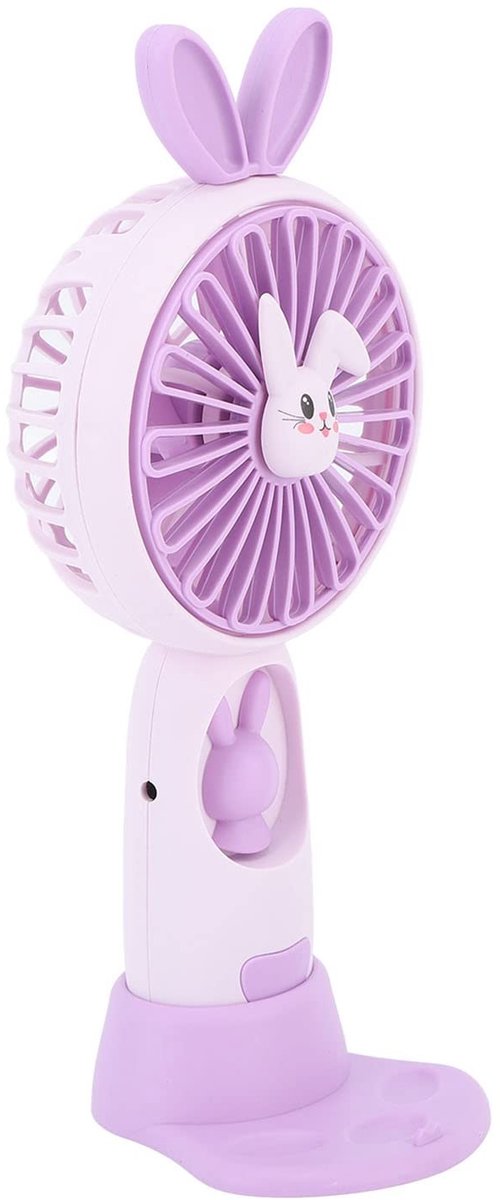 Dailygoods - Miniventilator - Handventilator - Geluidloos en krachtig - Paars - Oplaadbare zakventilator - Ideaal voor thuis en onderweg - Schattig ca