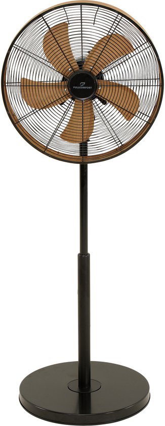 Staande ventilator houtkleur A-Flow Premium Woodlook, kantelbaar, telescopisch, 3 snelheden, stille 50W DC motor