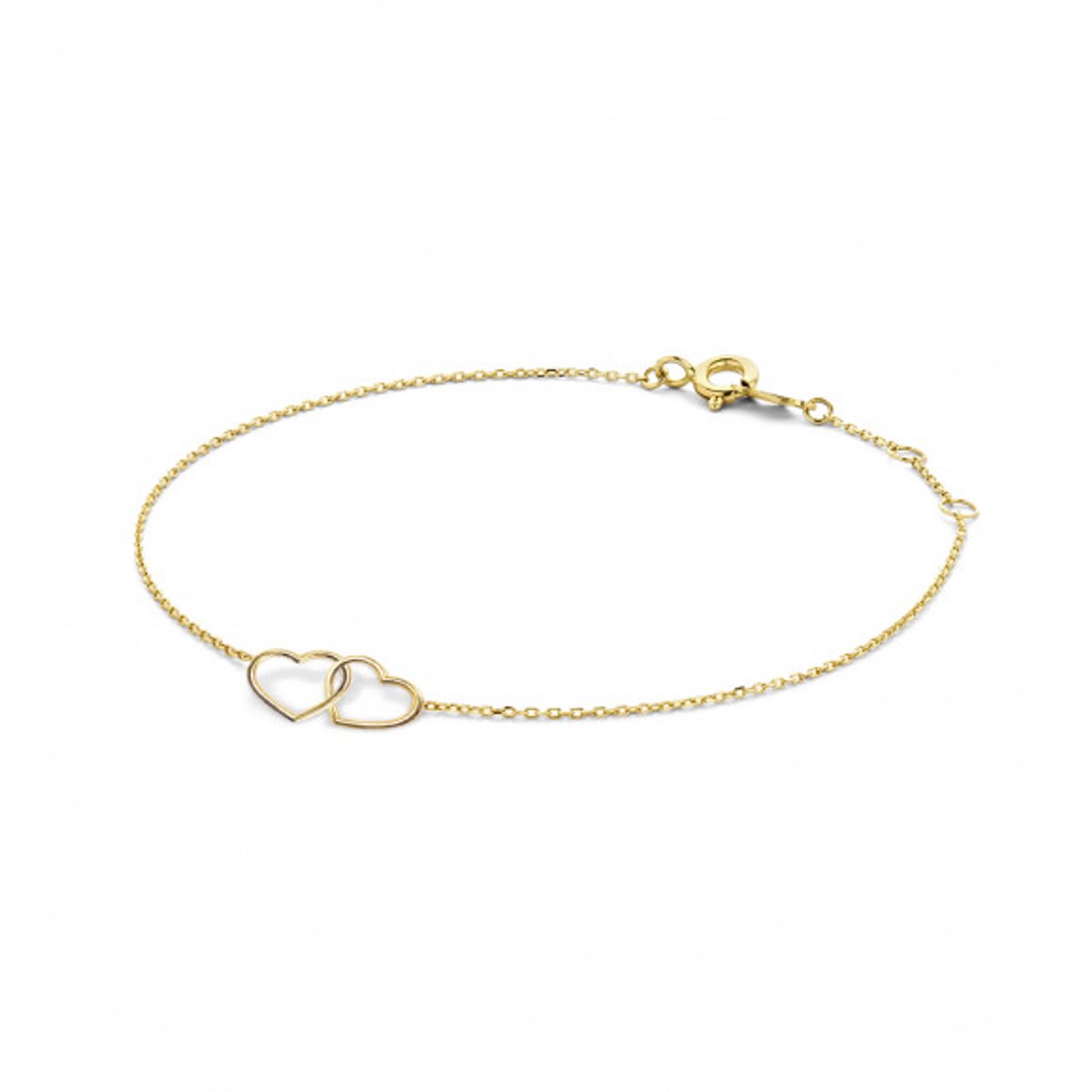 Jackie Double Heart Bracelet 14 Karaat Goud 18