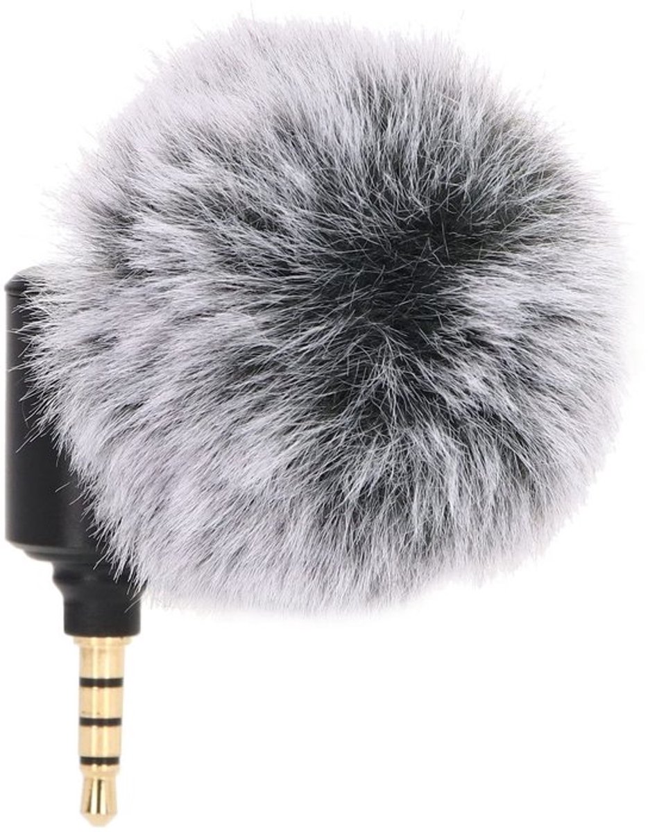 Mini Flexibele Microfoon Voor Smartphones, Vlogging Microfoon Met Bont Windscherm Voor Mobiele Telefoon Vlogging Podcast Video-opname Mic(3,5 mm ‑22db±3db)