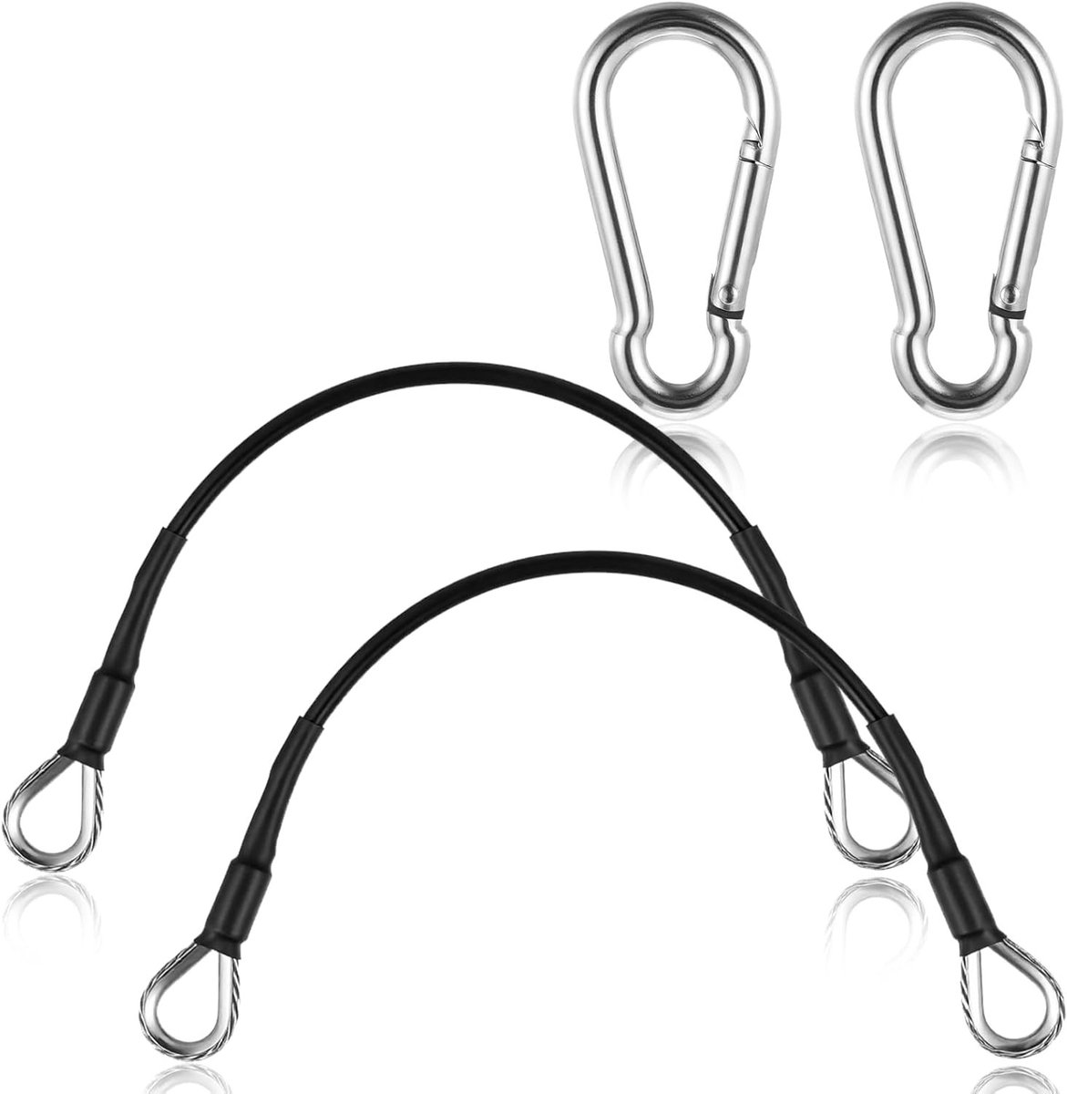 Verlengkabel voor fitnessapparatuur - 2 stuks 25,4 cm met karabijnhaak, ideaal voor beenstrekker en Latissimus Dorsi training, roestvrij staal