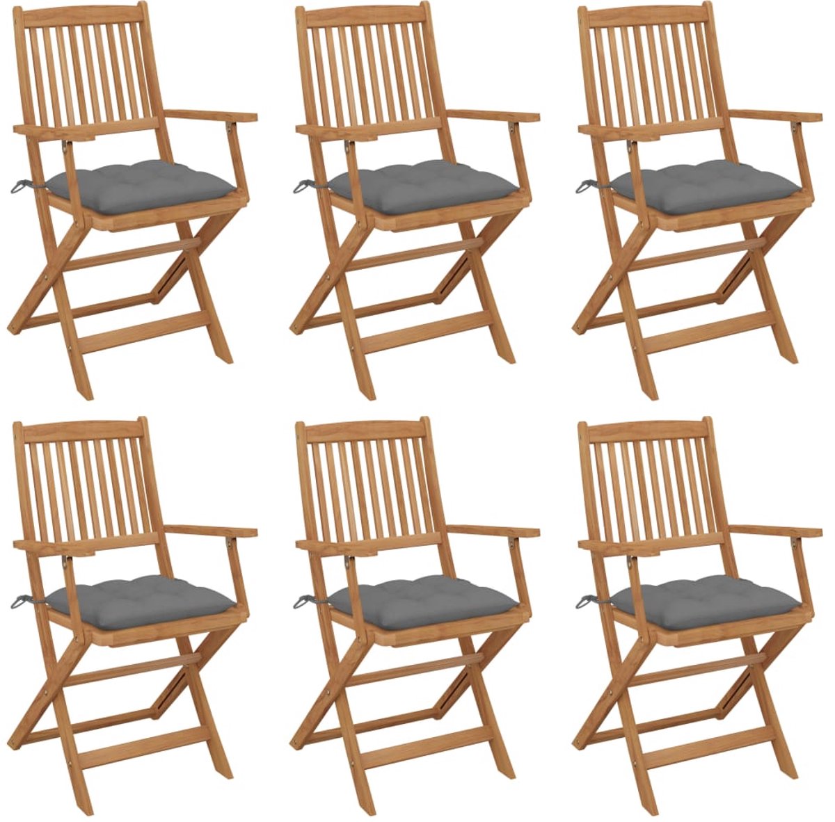 Tuinstoel - 6 Stuks - Inklapbaar - Houten Stoelen met armleuningen - Met rugleuning - Natuurlijk massief acaciahout