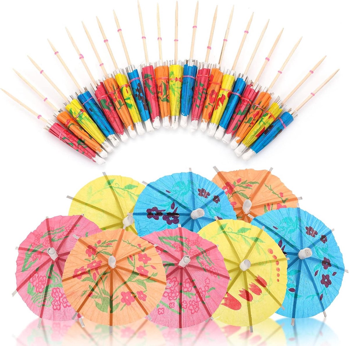 Kleurige Cocktailprikkers met Parapluutjes - 50 Stuks voor Feestjes, Drankjes en Snacks