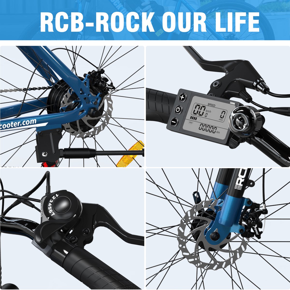 RCB Elektrische Fiets, 26 Inch City Commuter EBike,250W Motor,25 km/u,7-Speed, APP, zwart thumbnail 5