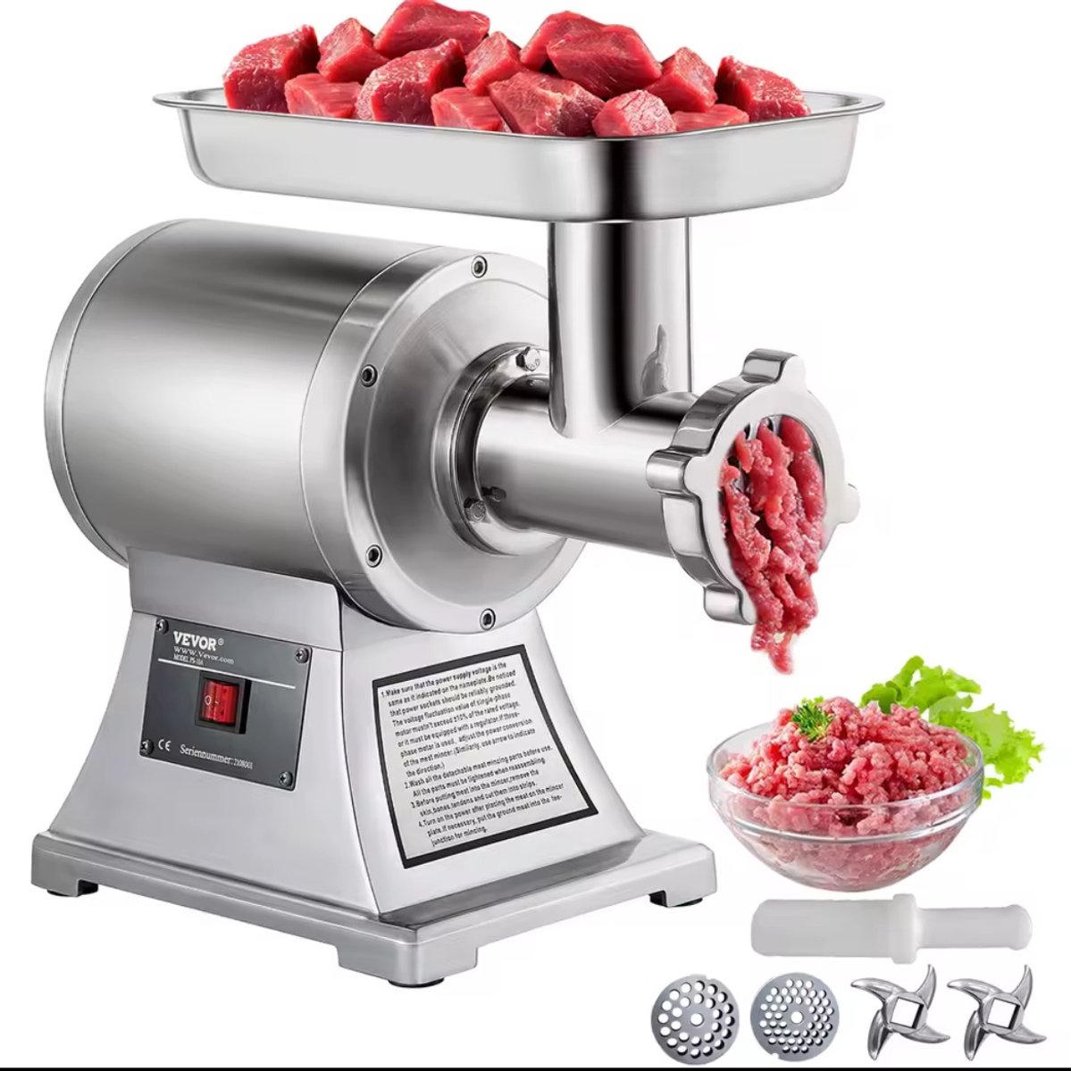 Keukenmachine, Blender, Mini Draagbare Chopper, 1100W Elektrische Vleesmolen, Grinder Gereedschap Crusher voor Thuis